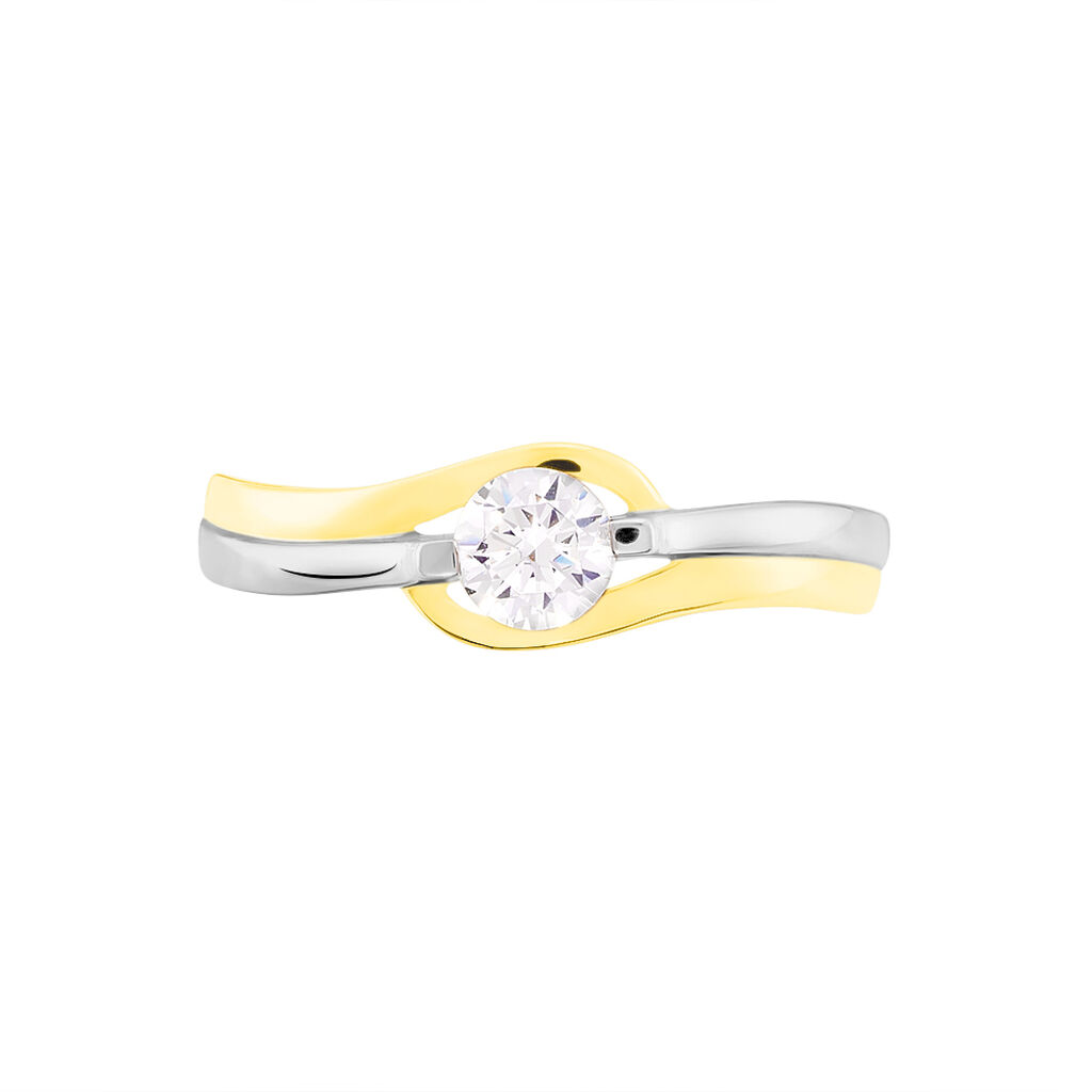 Damen Ring Gold Bicolor 375 (9 Karat) Zirkonia Wei&szlig; 0,940 ct