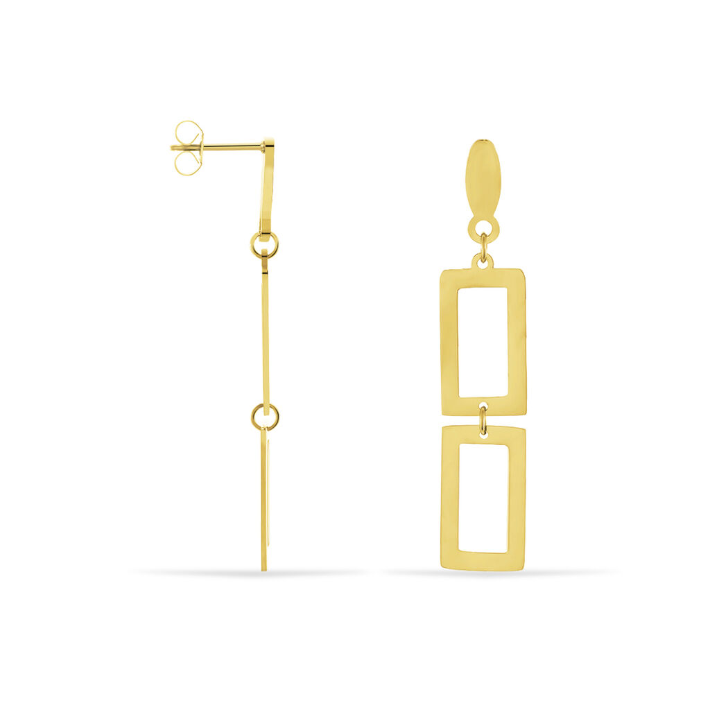SINA Damen Ohrringe Lang Edelstahl vergoldet Rechteckig