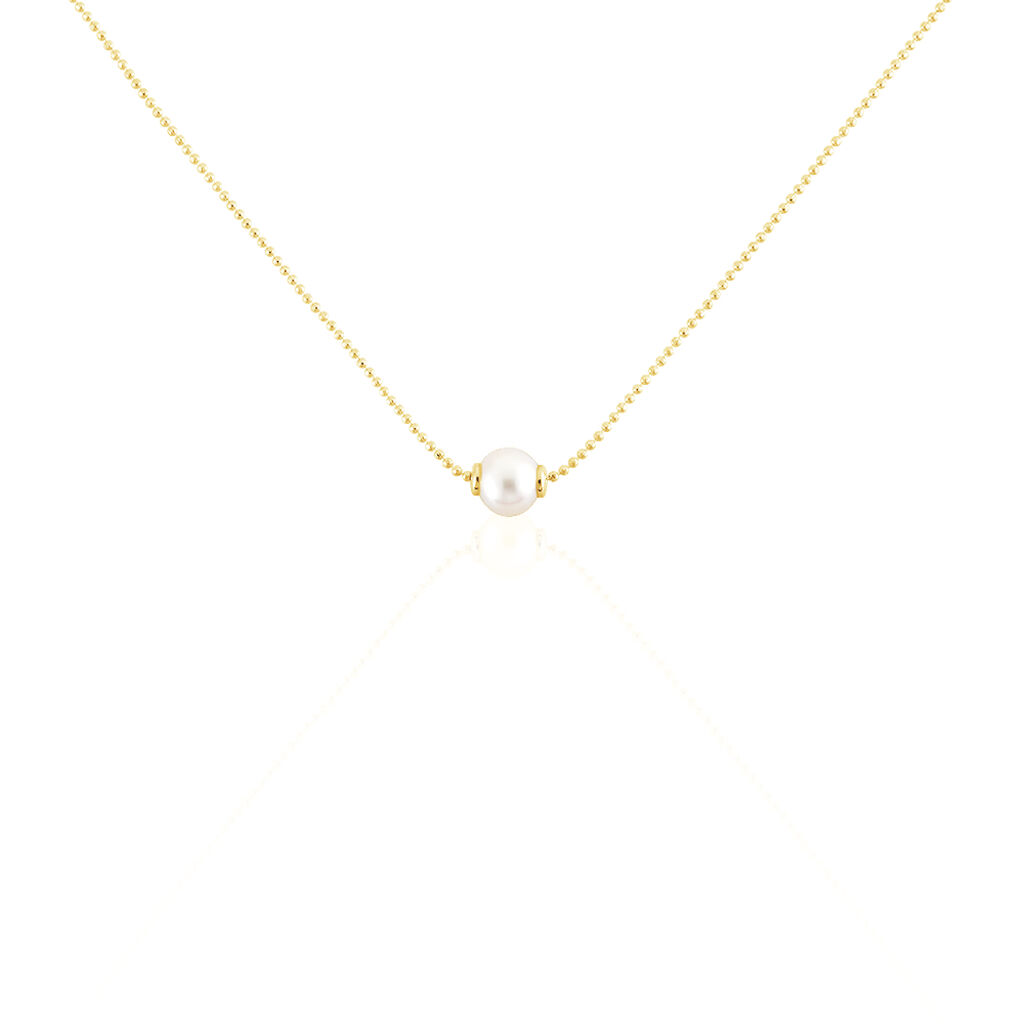 🦚 Damen Halskette Silber 925 Vergoldet Zuchtperle, Collier mit Stein