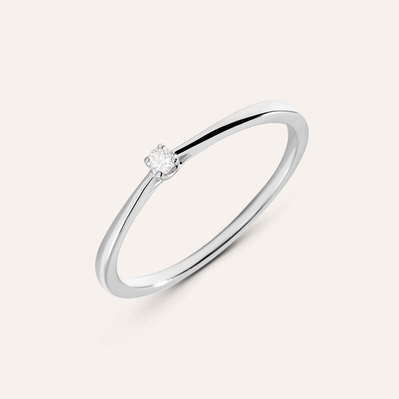 Anello Solitario Grace Oro Bianco Diamante - Spannringe Damen | OROVIVO