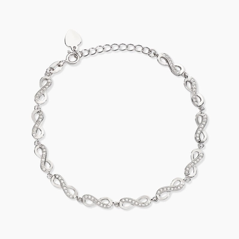 Bracelet Argent Rhodie Amita Chaine Infinis Pavage - Spannringe Damen | OROVIVO