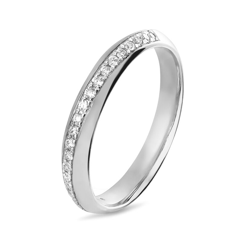 Fede Comoda Semi-eternity 3 mm Oro Bianco Diamante - Spannringe Damen | OROVIVO
