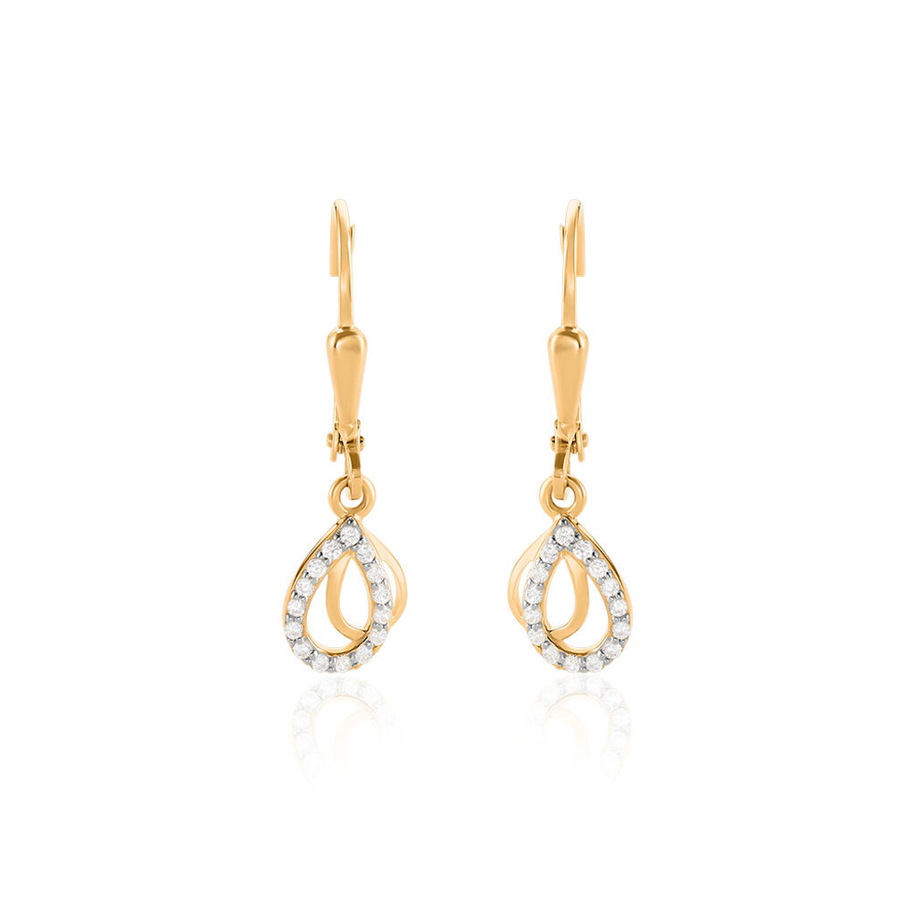 Damen Ohrringe Lang Gold Bicolor Gold/Silber 375 Geometrisch Tuizo 23,1cm, Ohrringe Lang mit Stein