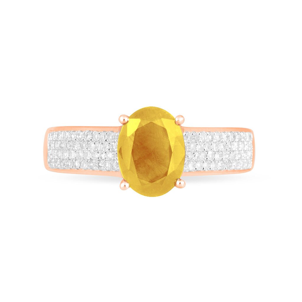 Bague Crista Or Rose Citrine Et Diamant - Spannringe Damen | OROVIVO