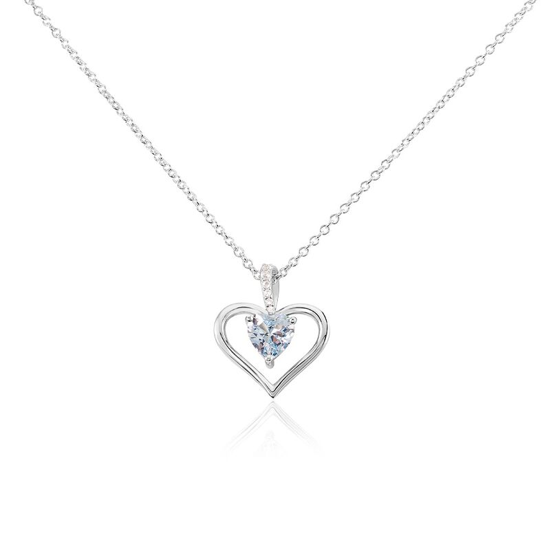 ARIDA HERZ Damen Collier Silber 925 Zirkonia Blau 0,16 ct Herz B 1,2 mm - Halsketten Damen | OROVIVO