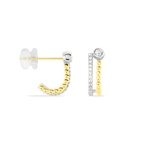 Damen Steckcreolen Gold 375 Bicolor Zirkonia  - Creolen Damen | OROVIVO