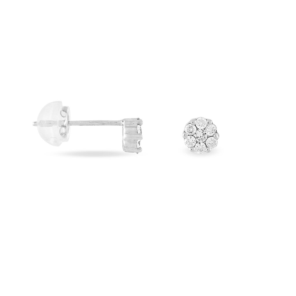 LIDIA 1 Damen Ohrstecker Wei&szlig;gold 375 (9 Karat) Zirkonia Wei&szlig; Blume