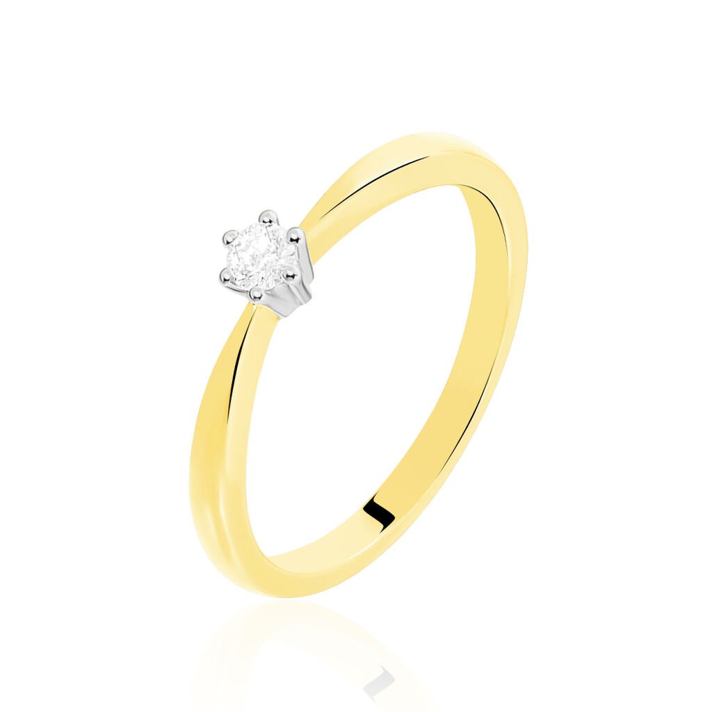 Solitärring Gold 375 Bicolor Diamant 0,10ct - Ringe mit Edelsteinen Damen | OROVIVO