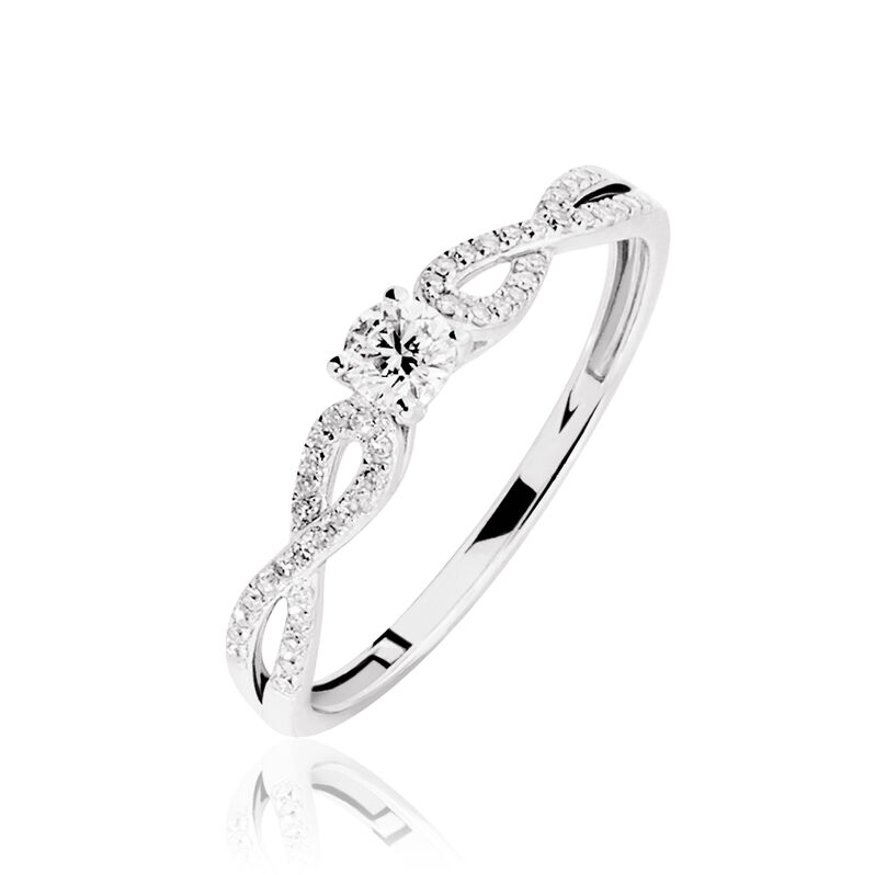 Bague Solitaire Livia Or Blanc Diamant - Spannringe Damen | OROVIVO