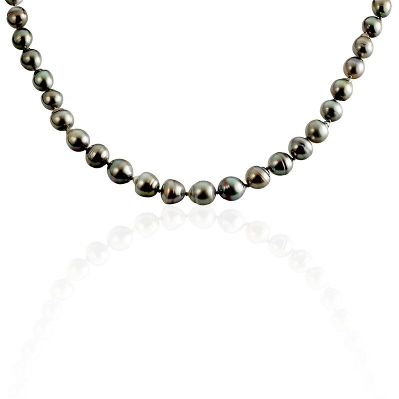 GELLA Damen Collier Wei&szlig;gold 585 (14 Karat) Tahitiperle Schwarzer Perlmutt Ball - Halsketten Damen | OROVIVO