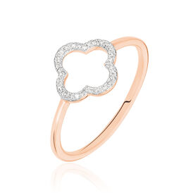 Damenring Roségold 375 Diamanten 0,07ct Blume - Ringe mit Edelsteinen Damen | OROVIVO