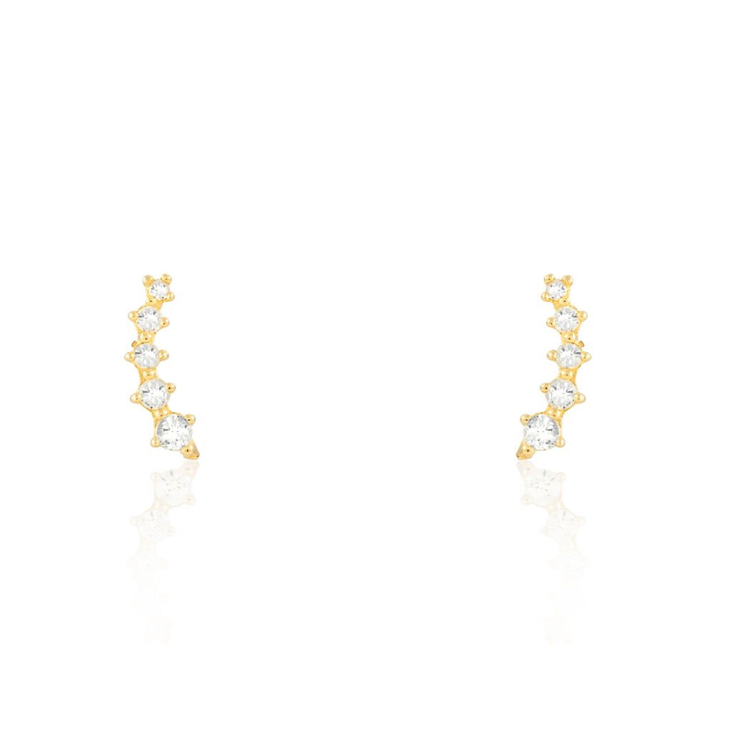 YOUSSA BARRETTES 2 Damen Ohrstecker Gold 375 (9 Karat) Zirkonia Weiß Barren - Ohrstecker Damen | OROVIVO