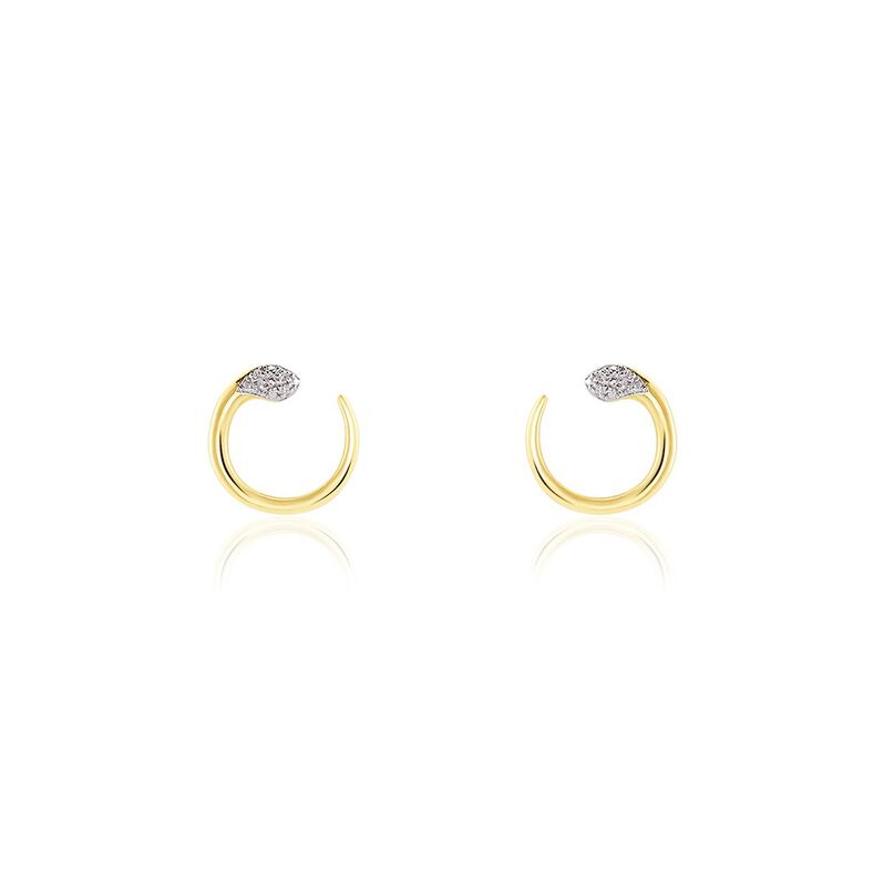 Boucles D'oreilles Puces Snake Or Jaune Diamant - Spannringe Damen | OROVIVO