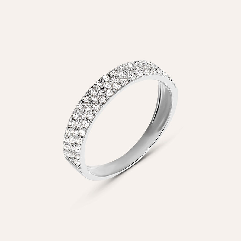 Anello Fascia Claire Oro Bianco Cubic Zirconia - Spannringe Damen | OROVIVO