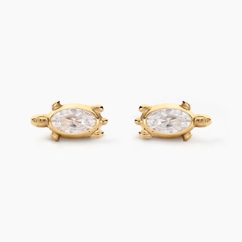 Boucles D'oreilles Puces Yoshi Or Jaune Oxyde De Zirconium - Spannringe Kinder | OROVIVO
