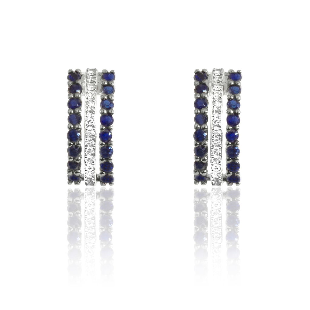Boucles D'oreilles Puces Lenore Or Blanc Saphir Et Diamant - Spannringe Damen | OROVIVO