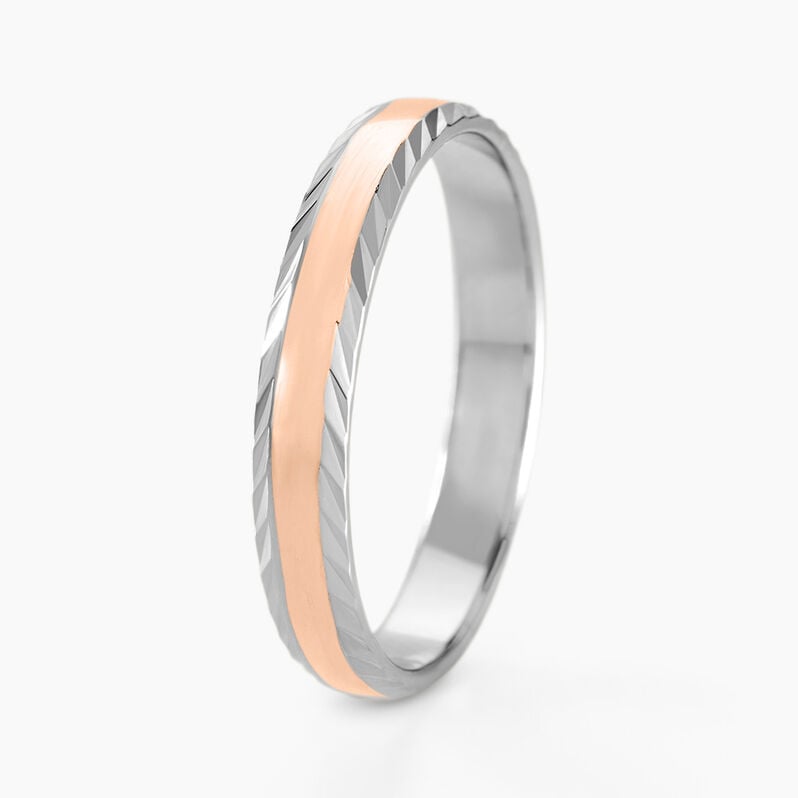 Alliance Argent Bicolore Nolan Ruban Lisieres Cisellees 4mm - Spannringe Herren | OROVIVO