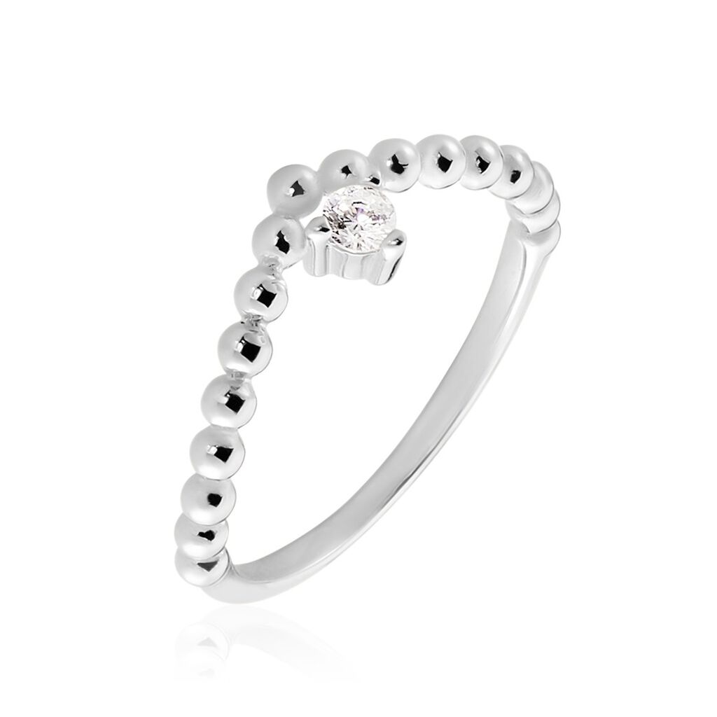 CARLA Damen Ring Silber 925 Zirkonia Wei&szlig; 0,04 ct Tropfen