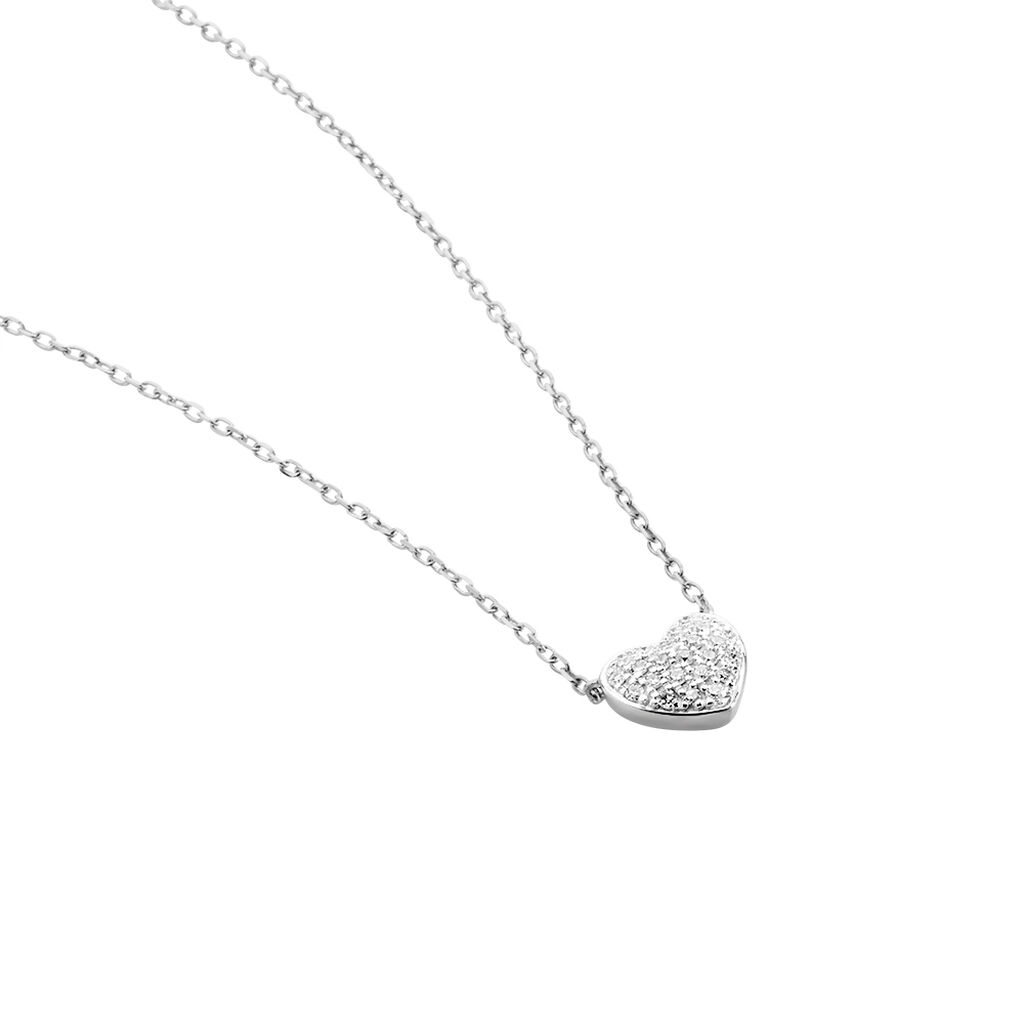 Collier Or Weiss Dimitra Cœur Diamants - Spannringe Damen | OROVIVO