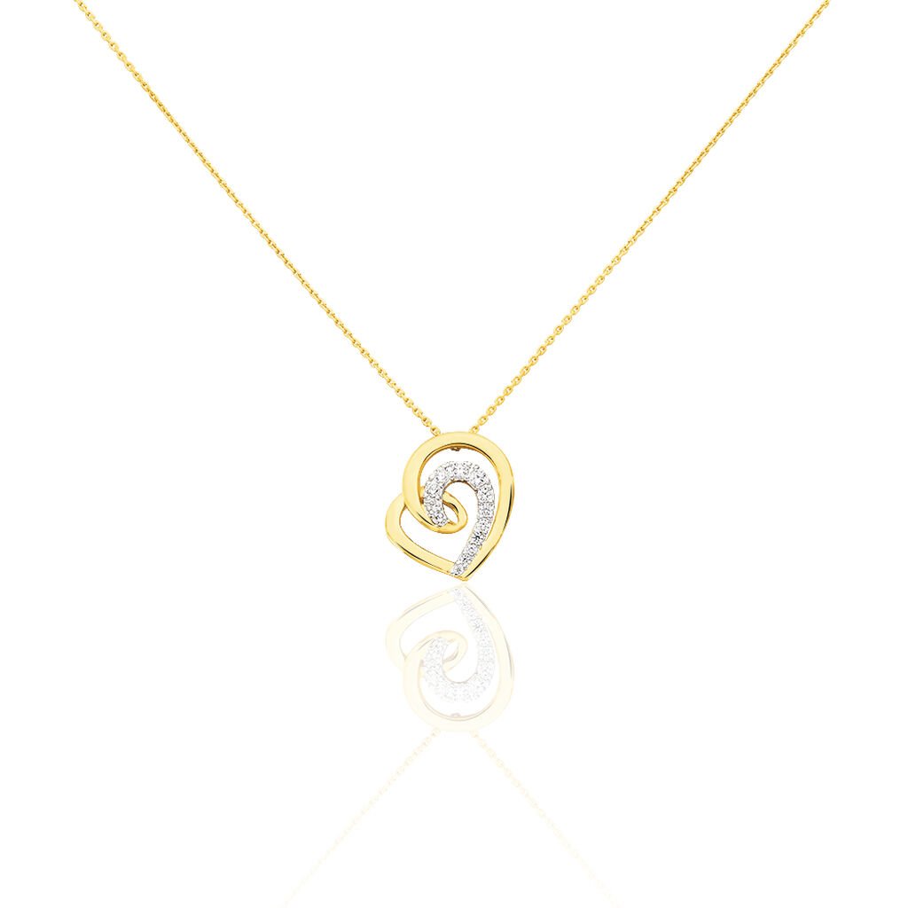 Thumbnail - HERZ Damen Collier Gold 375 (9 Karat) Zirkonia Weiß Herz, Collier mit Stein