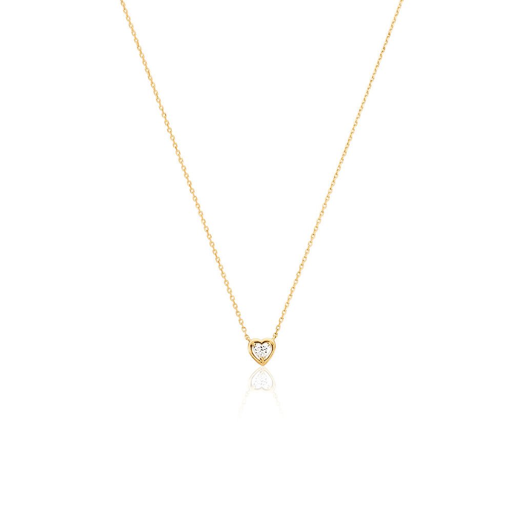 KAMILA Damen Collier Gold 375 (9 Karat) Synthetischer Diamant Weiß 0,1 ct Herz, Collier mit Stein
