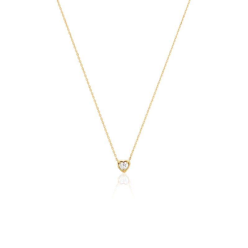 KAMILA Damen Collier Gold 375 (9 Karat) Synthetischer Diamant Wei&szlig; 0,1 ct Herz - Halsketten Damen | OROVIVO