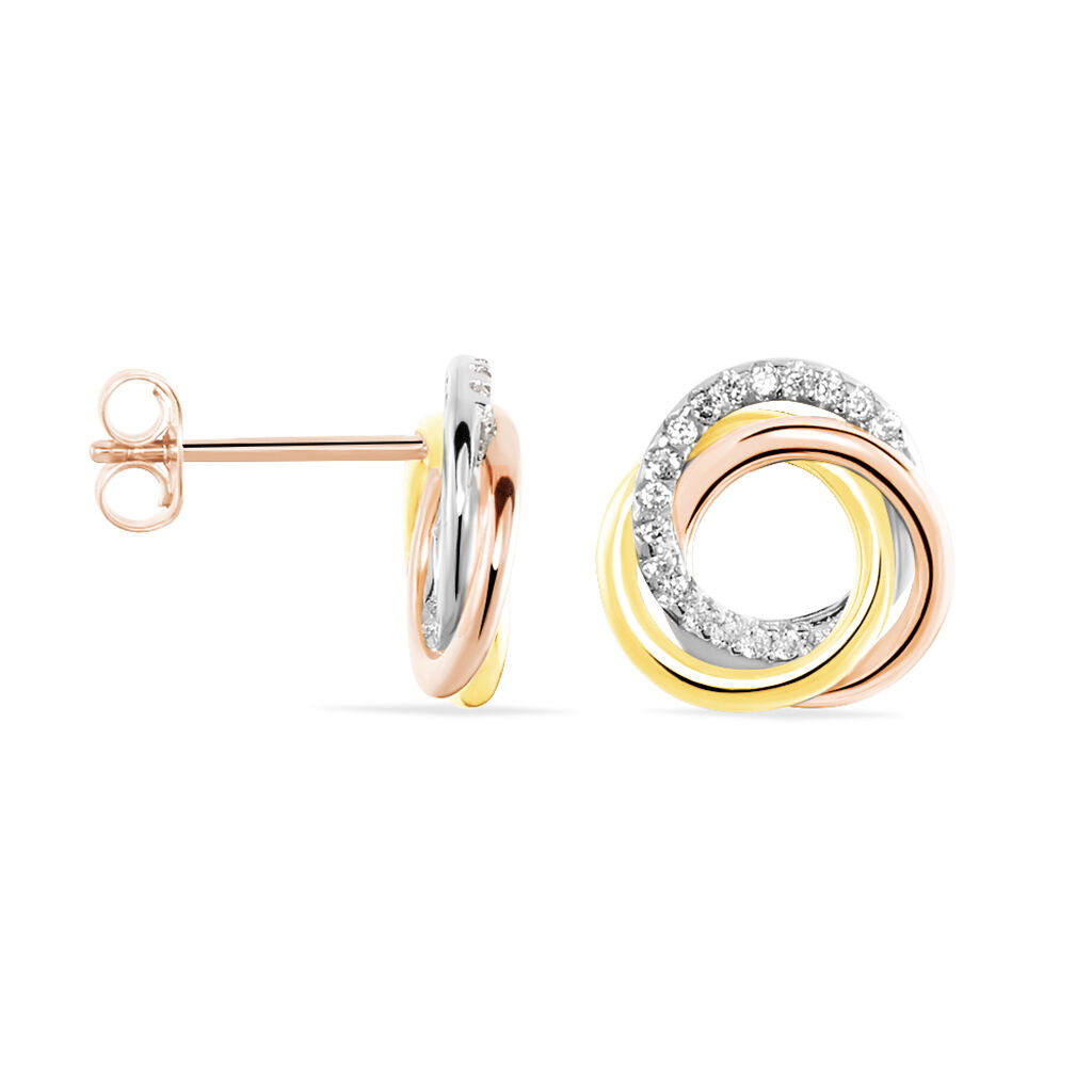 CELESTE Damen Ohrstecker Silber Tricolor 925 Zirkonia Wei&szlig; 0,34 ct Kreis