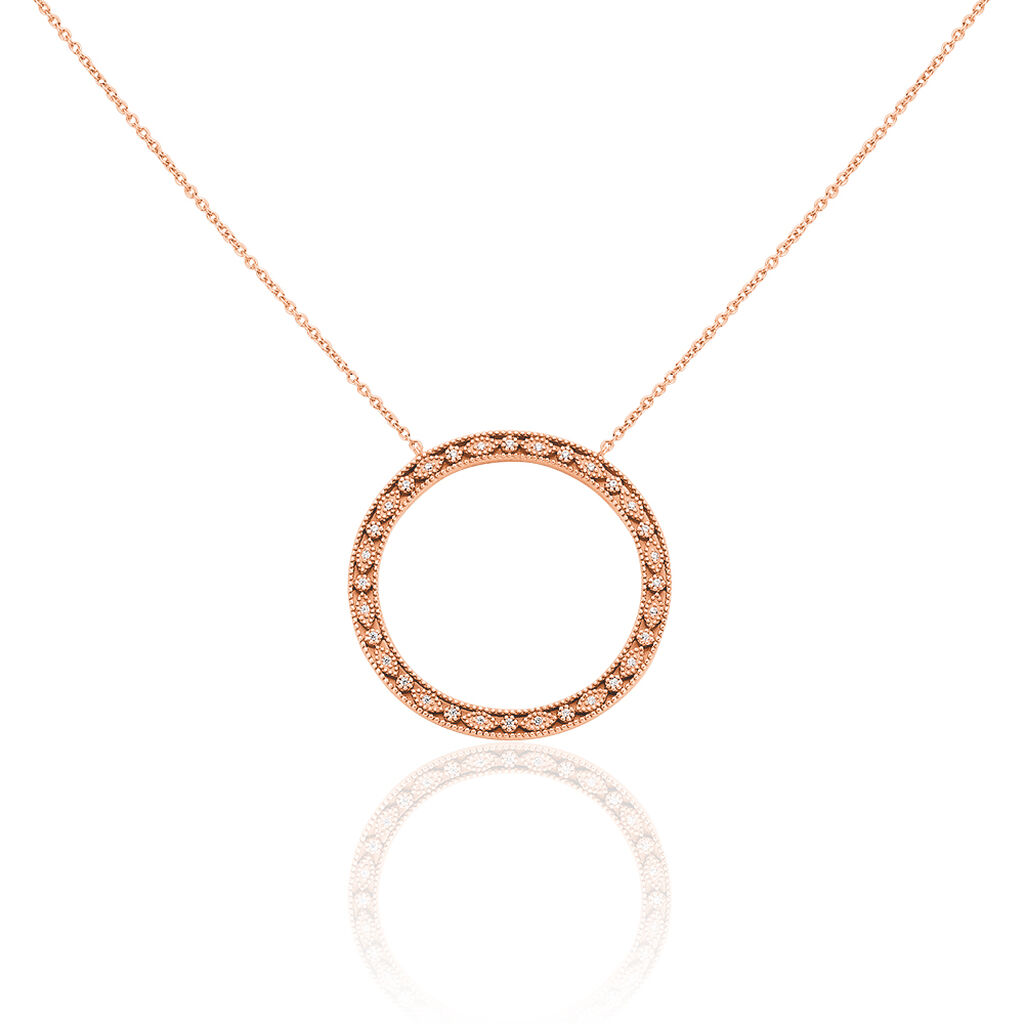 Damen Collier Silber rosevergoldet 925 Zirkonia Kreis Anna 3 35,00mm - Halsketten Damen | OROVIVO