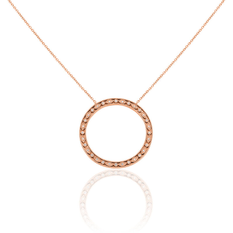 Damen Collier Silber rosevergoldet 925 Zirkonia Kreis Anna 3 35,00mm - Halsketten Damen | OROVIVO