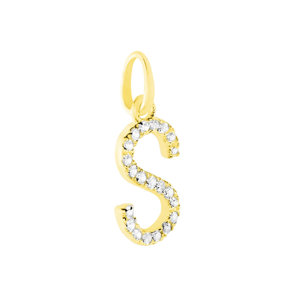 Anhänger Gold 375 Zirkonia Buchstabe S - Schmuckanhänger Familie | OROVIVO