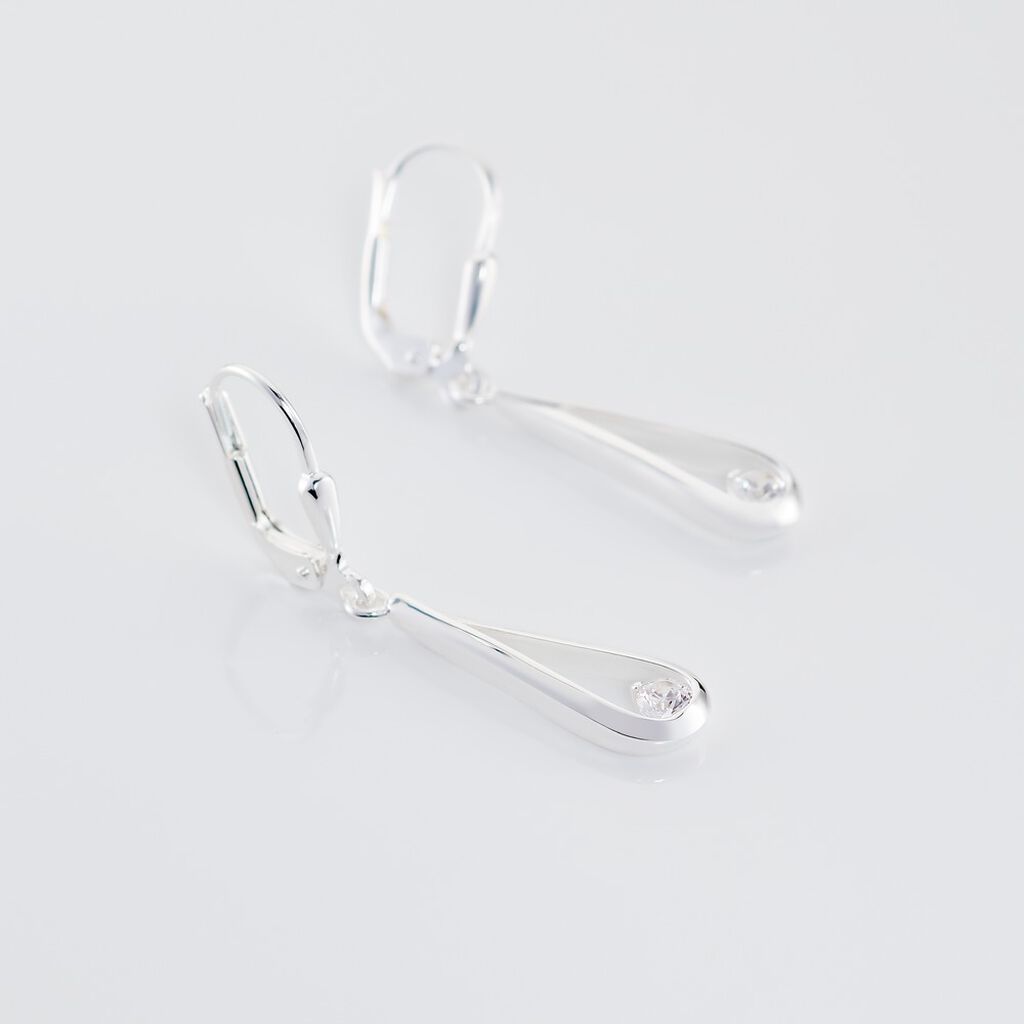 NYRA Damen Ohrringe Lang Silber 925 Zirkonia Wei&szlig;