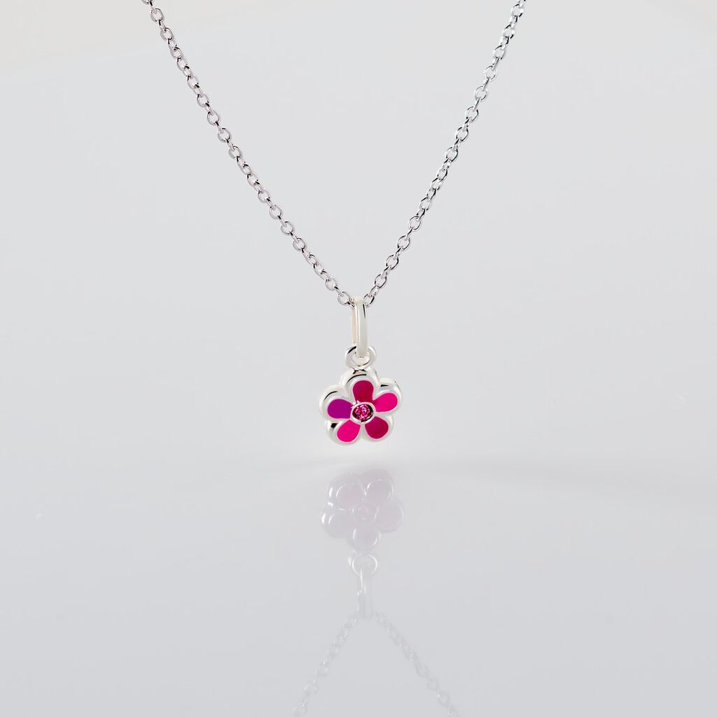 Kinder Anhänger Silber 925 Glas Fuchsia Blume Tulipa  - Schmuckanhänger Kinder | OROVIVO