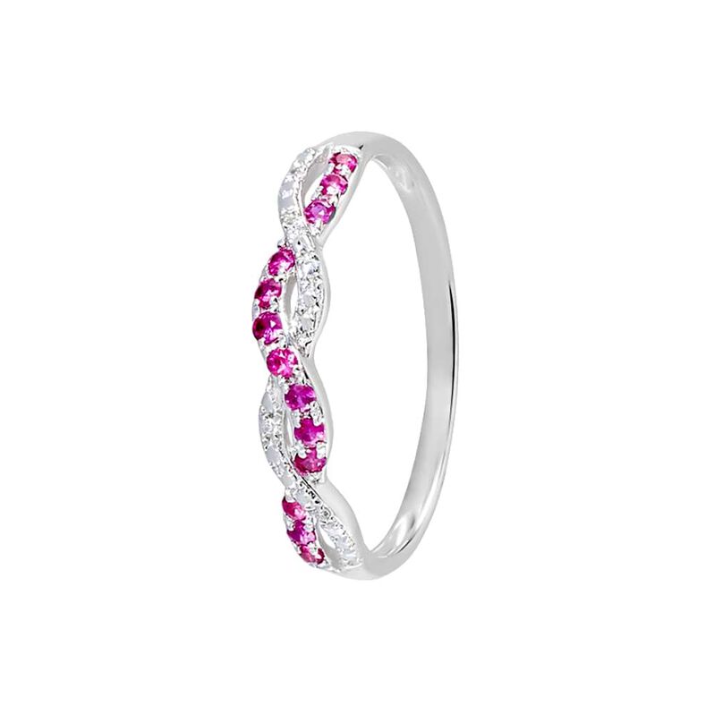 Anello in oro bianco con rubini 0.13 ct e diamanti 0.0125 ct - Spannringe Damen | OROVIVO