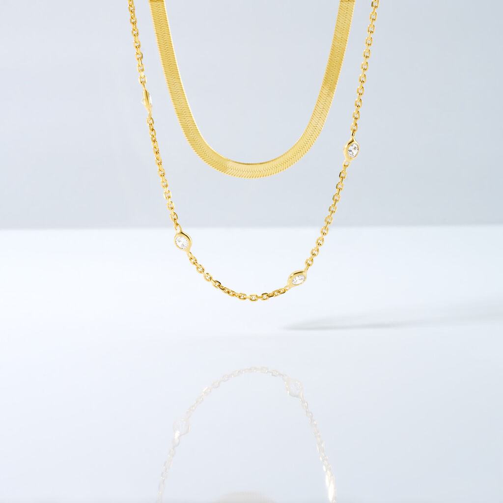 Nymera Damen Collier Silber vergoldet 925 Zirkonia Wei&szlig; 0,6 ct B 2,6 mm