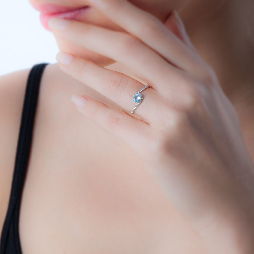 Bague Loriane Or Blanc Saphir Et Diamant - Spannringe Damen | OROVIVO
