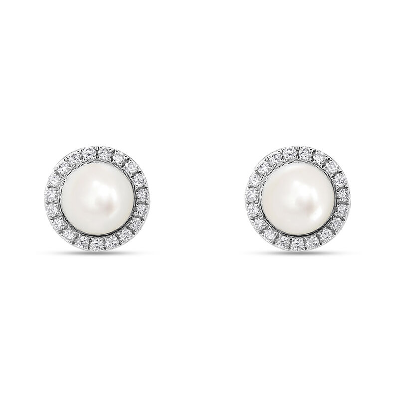 Orecchini Lobo Gabrielle Precious Oro Bianco Perla D'Acqua Dolce Diamante - Spannringe Damen | OROVIVO