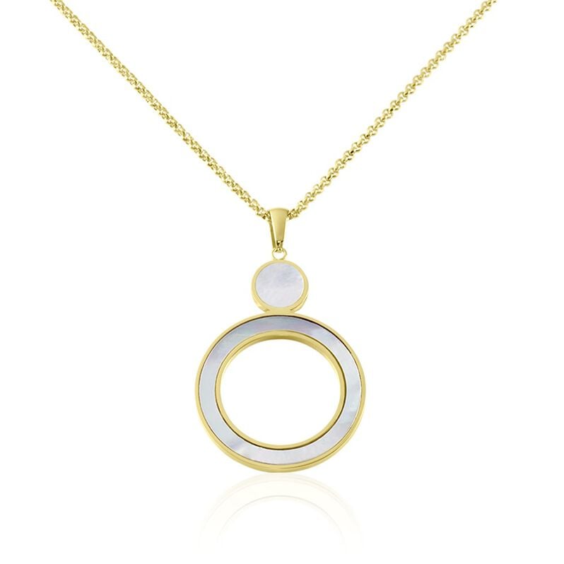 LILY Damen Collier Edelstahl vergoldet Perlmutt Wei&szlig; Kreis B 2 mm - Halsketten Damen | OROVIVO