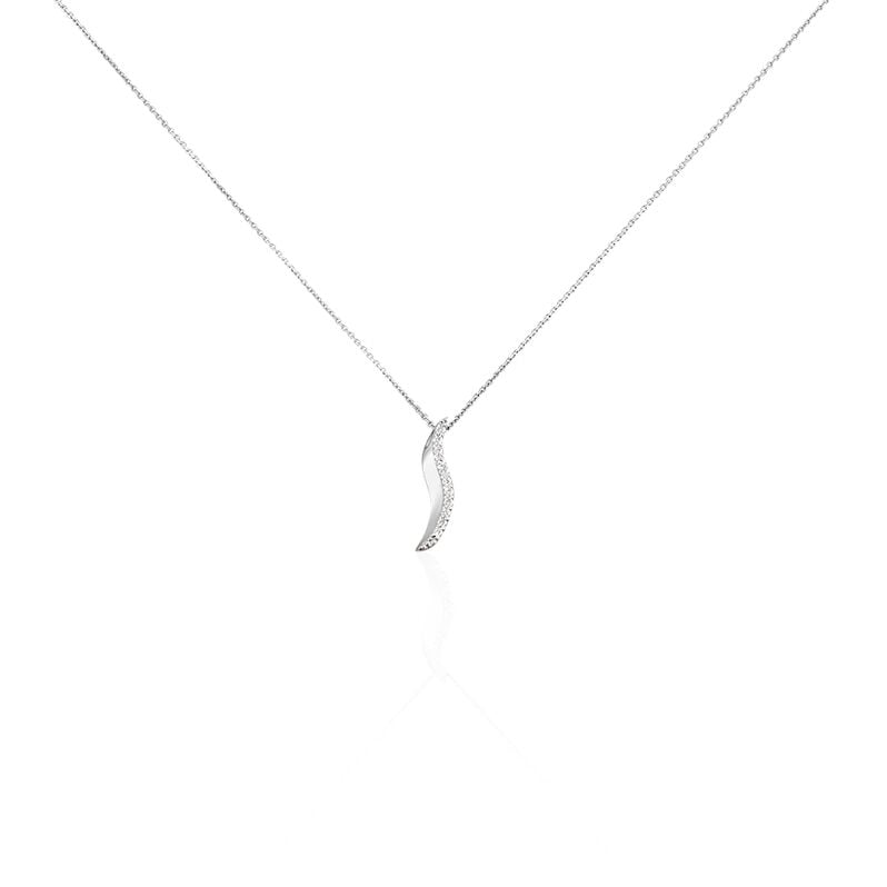 LATA Damen Collier Wei&szlig;gold 375 (9 Karat) Diamant Wei&szlig; 0,1 ct Welle - Halsketten Damen | OROVIVO