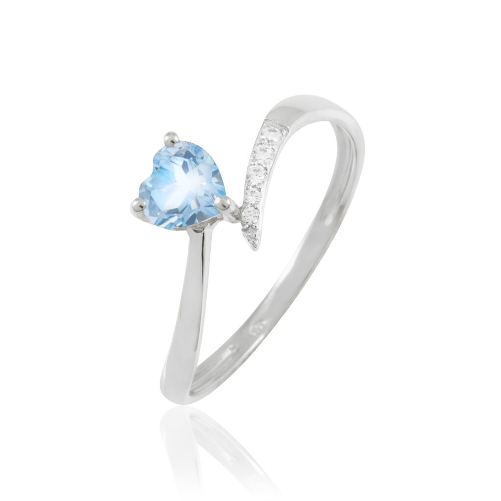 Bague Eva Or Blanc Topaze Et Diamant - Spannringe Damen | OROVIVO
