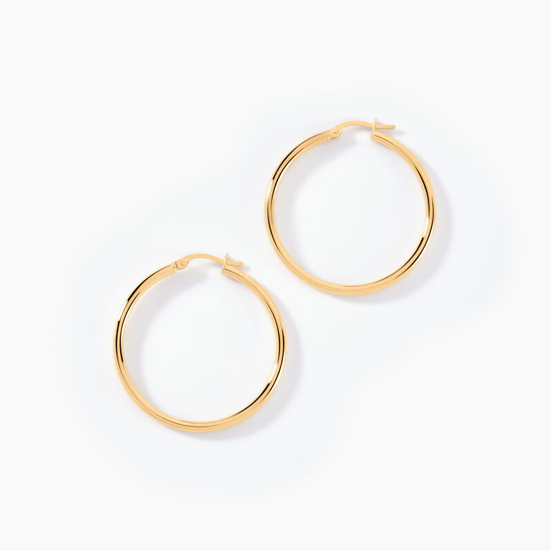 Créoles Or Jaune 750/1000 Lisse 2mm Ronde Diam 30mm - Spannringe Damen | OROVIVO