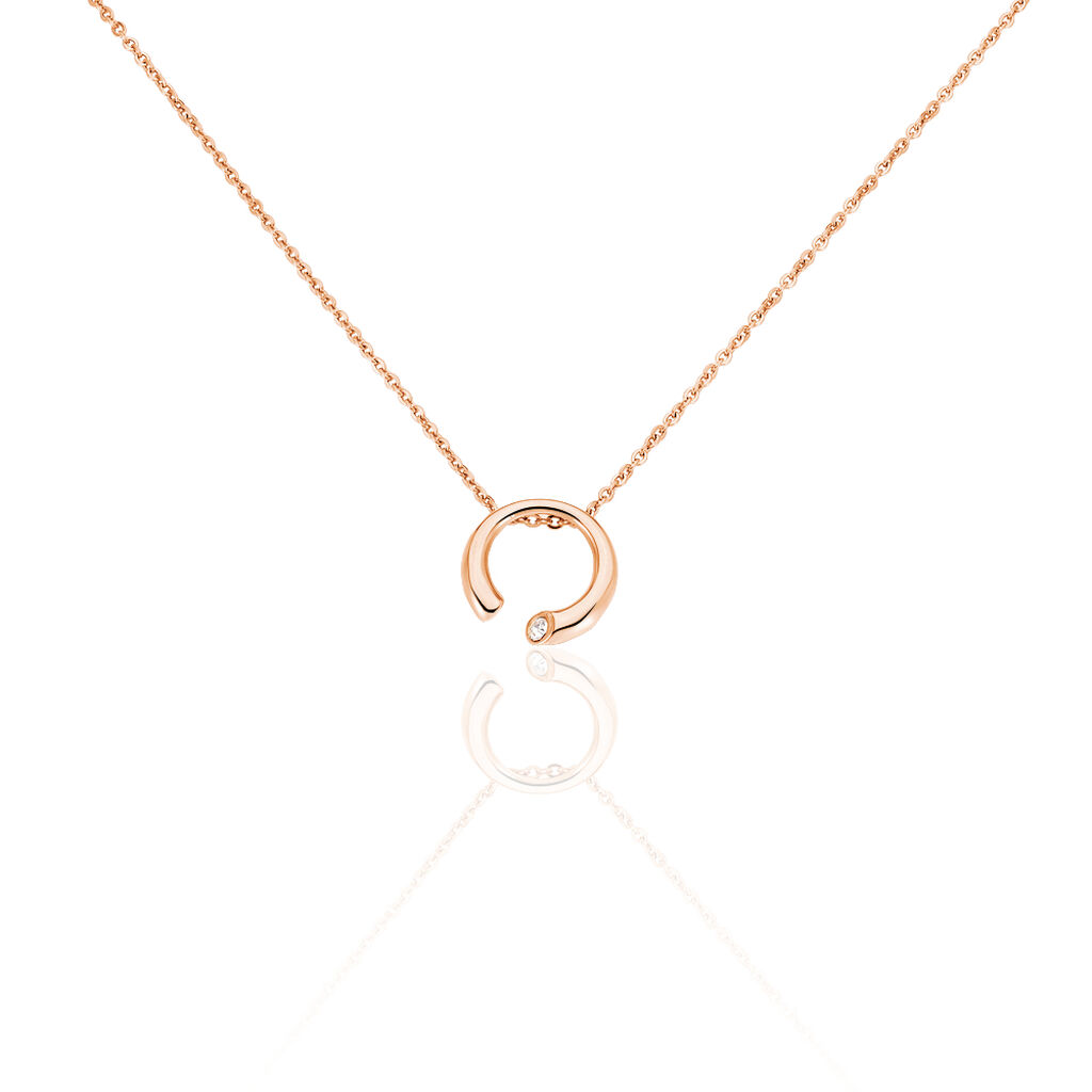Damen Collier Edelstahl rosevergoldet Strass Weiß Kreis - Halsketten Damen | OROVIVO