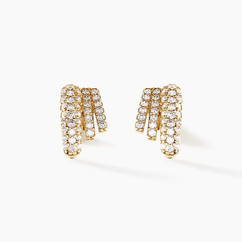 Boucles D'oreilles Puces Shimmel Or Jaune Oxyde De Zirconium - Spannringe Damen | OROVIVO