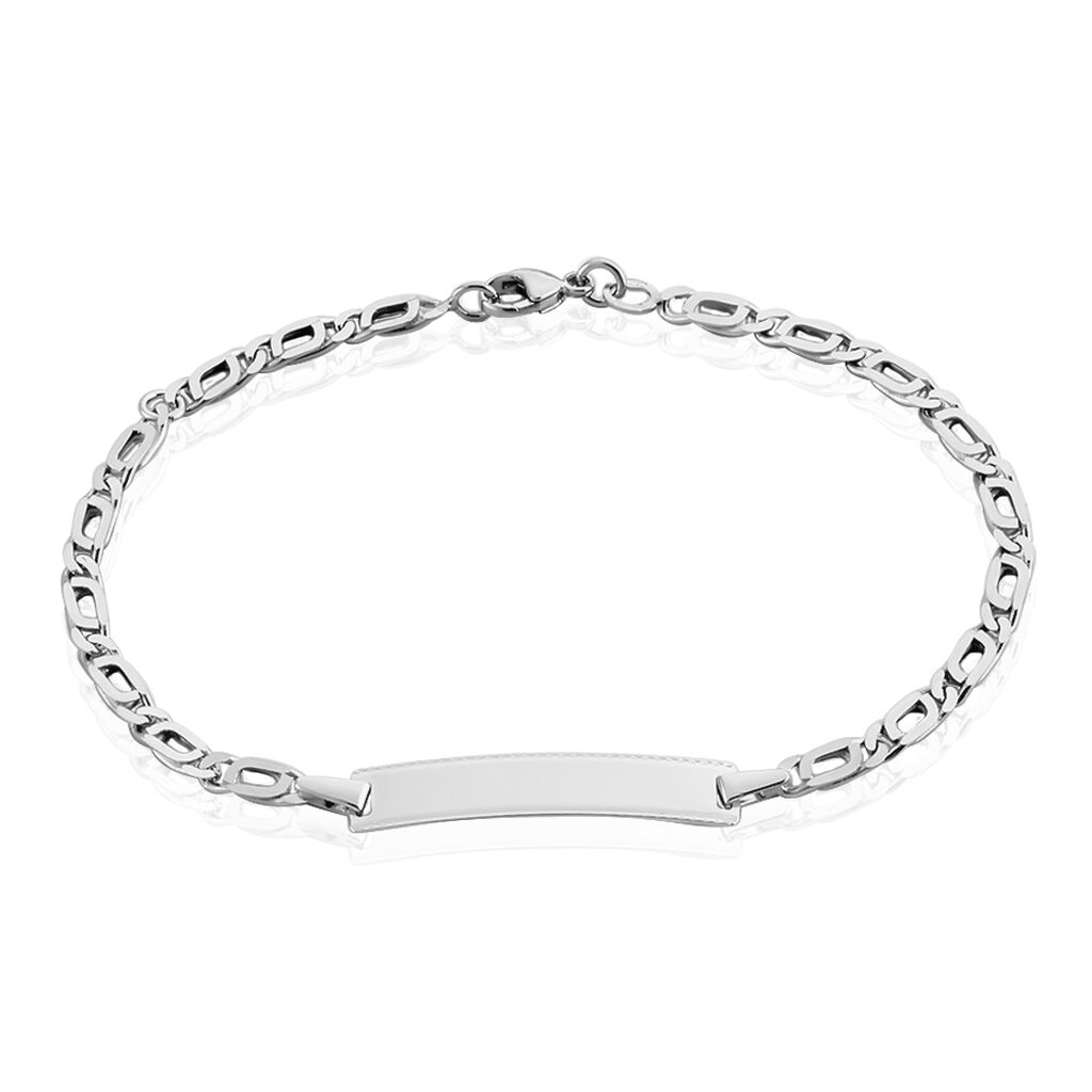 Bracelet Identité Fanelia Maille Marine Or Blanc - Spannringe Kinder | OROVIVO