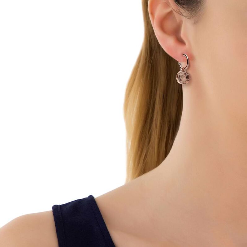 Orecchini a cerchio pendenti cuore bronzo rosato - Spannringe Damen | OROVIVO