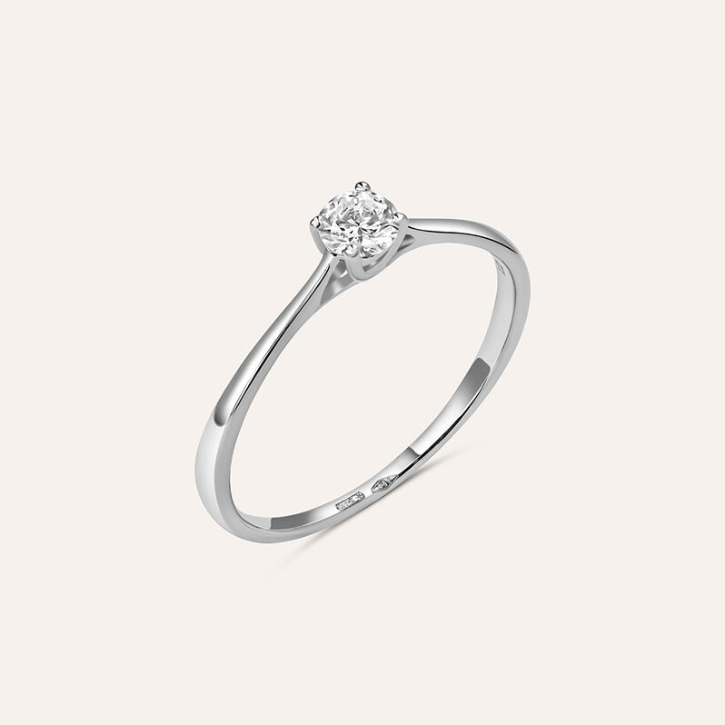 Anello Solitario Diamade Oro Bianco Diamante Lab-Grown - Spannringe Damen | OROVIVO