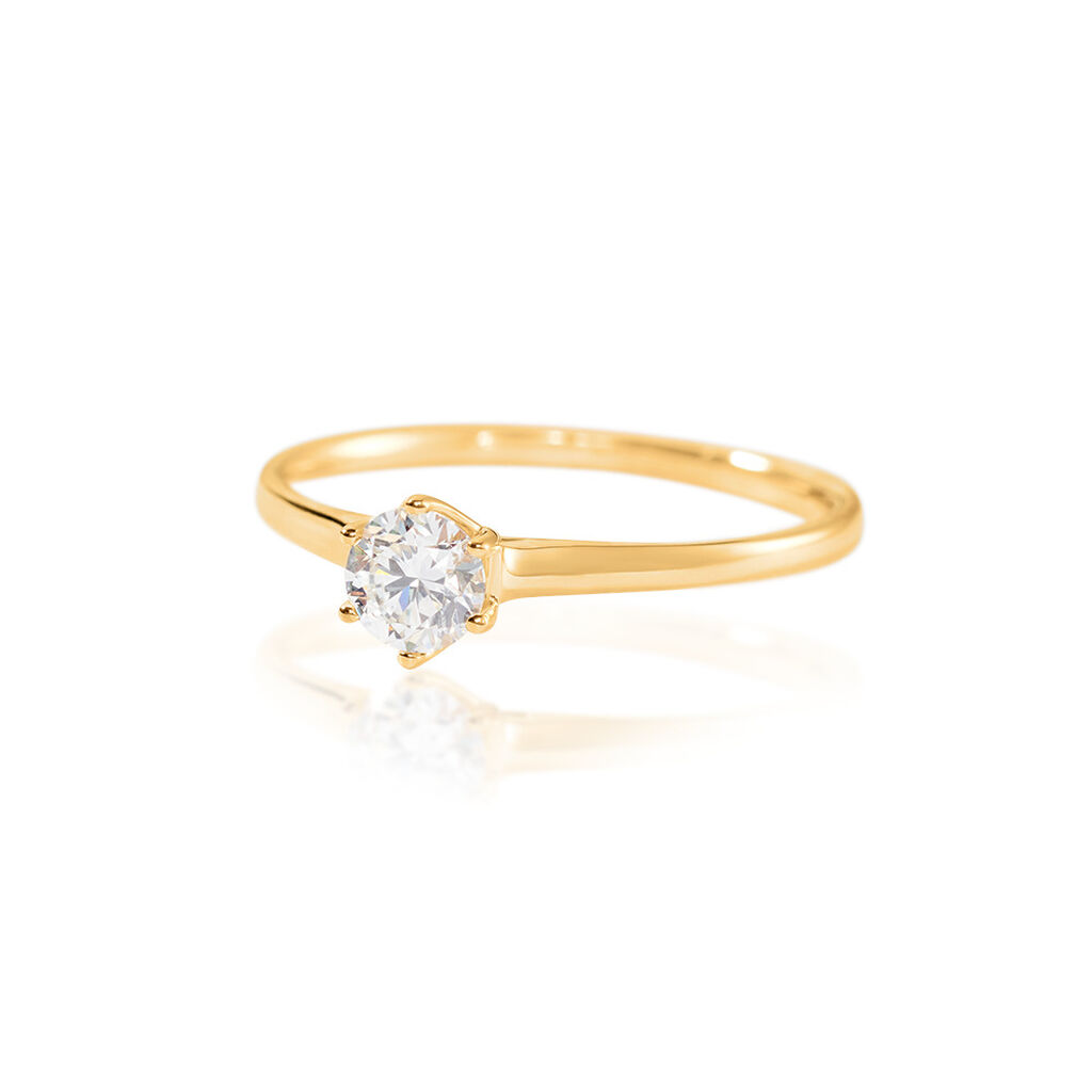 CHARLENE Damen Ring Gold 585 (14 Karat) Diamant Weiß 0,4 ct B 1,8 mm - Ringe mit Stein Damen | OROVIVO
