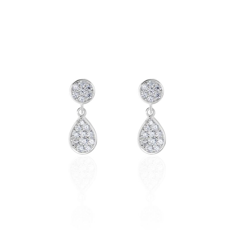 Boucles D'oreilles Pendantes Aletha Argent Weiss Oxyde De Zirconium - Spannringe Damen | OROVIVO