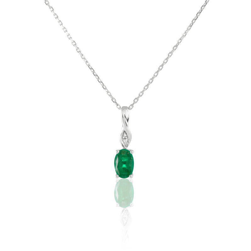 Collier Keziaae Or Blanc Diamant Et Emeraude - Spannringe Damen | OROVIVO