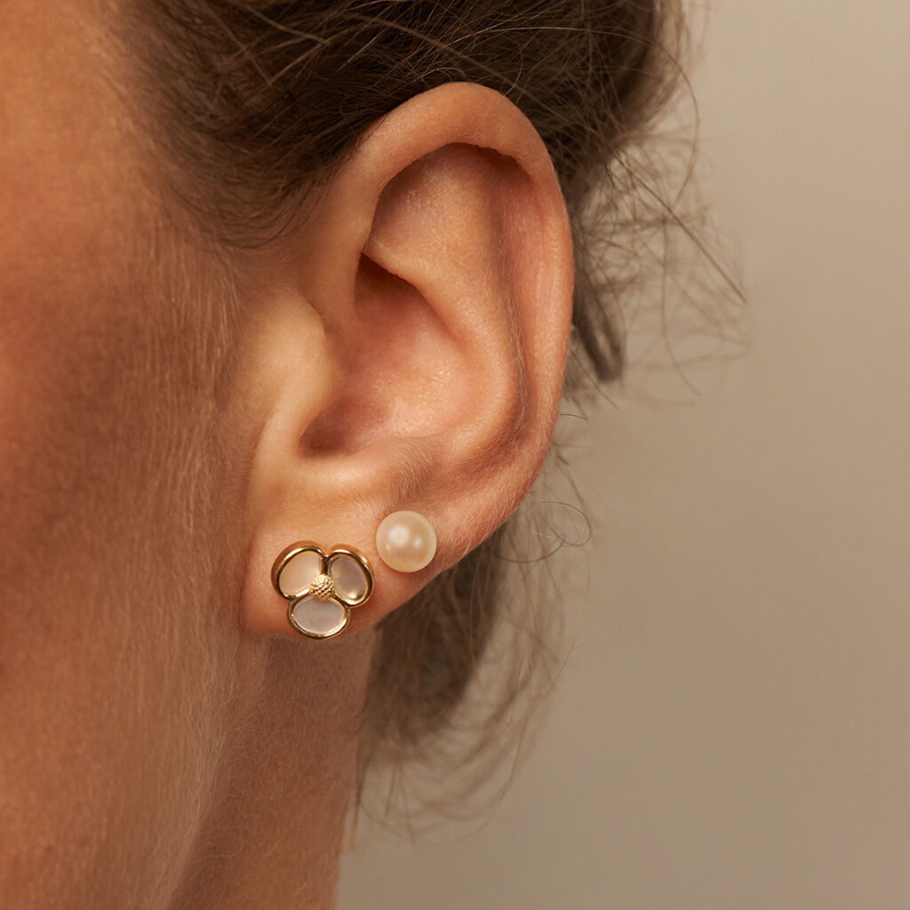 Damen Ohrstecker Gold 375 Perlmutt Perlmutt Blume Blume  - Ohrstecker Damen | OROVIVO