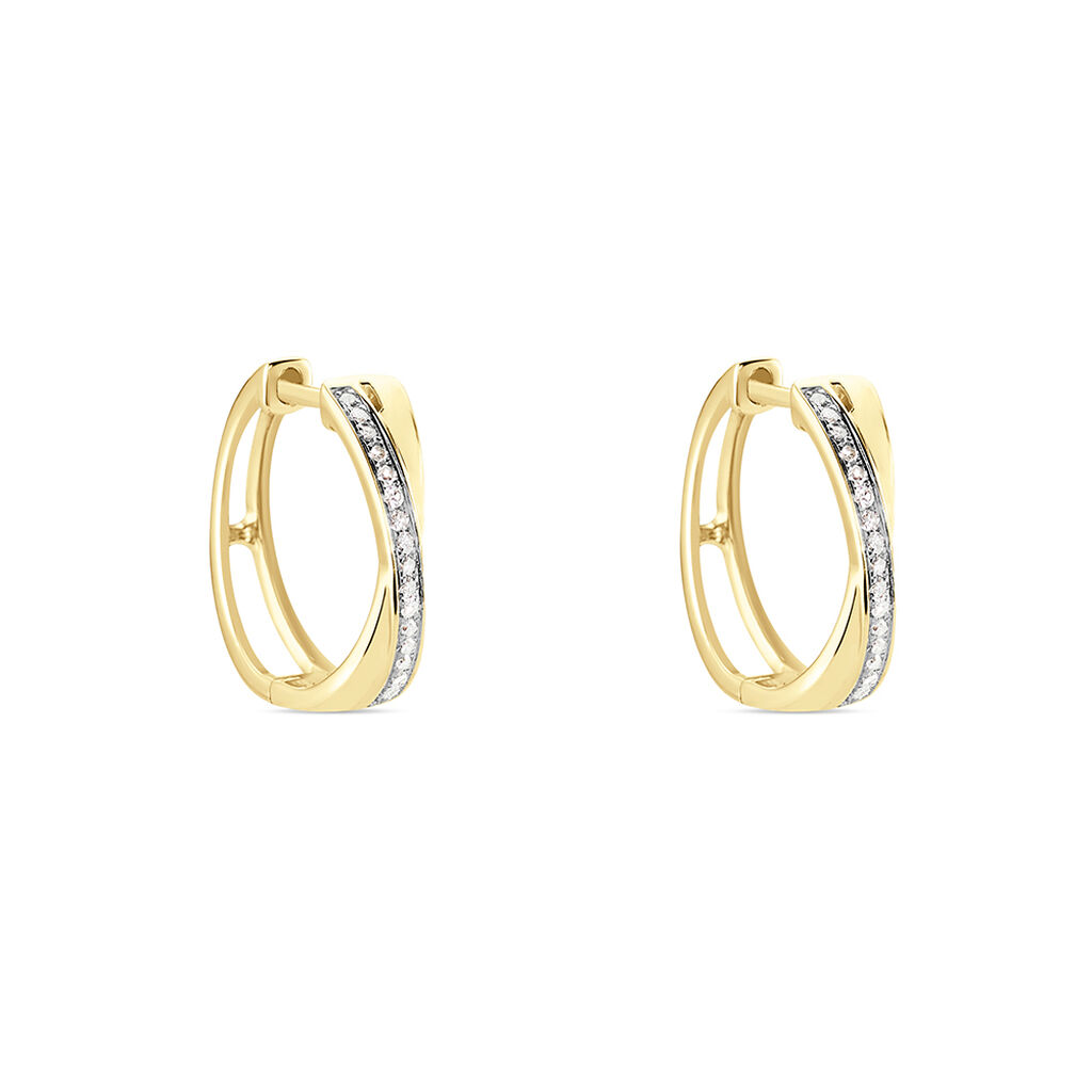 GIANA Damen Creolen Gold 585 (14 Karat) Diamant Wei&szlig; 0,12 ct